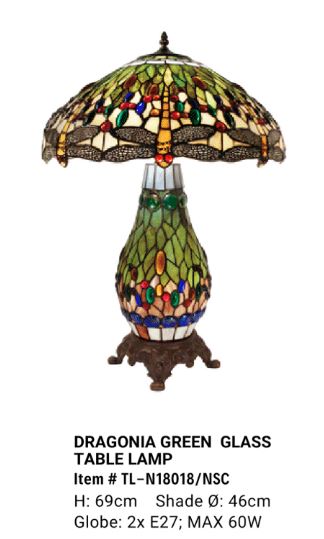 Dragonia Green Tiffiny Table Lamp in Green